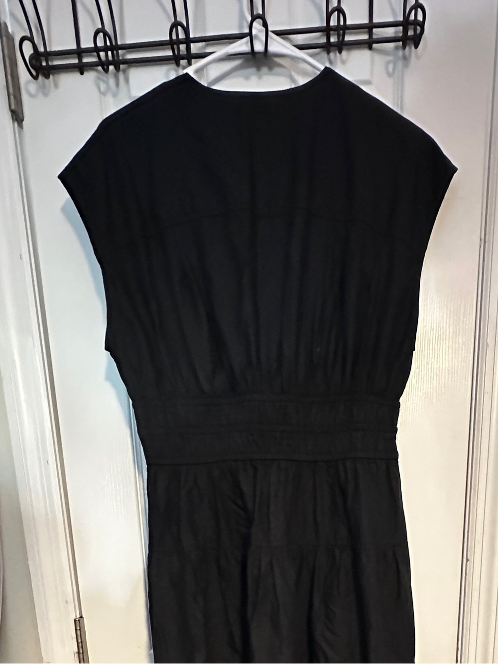 Nicole Miller Black V-Neck Tiered Midi/Maxi Dress with Pockets - Picture 7 of 8